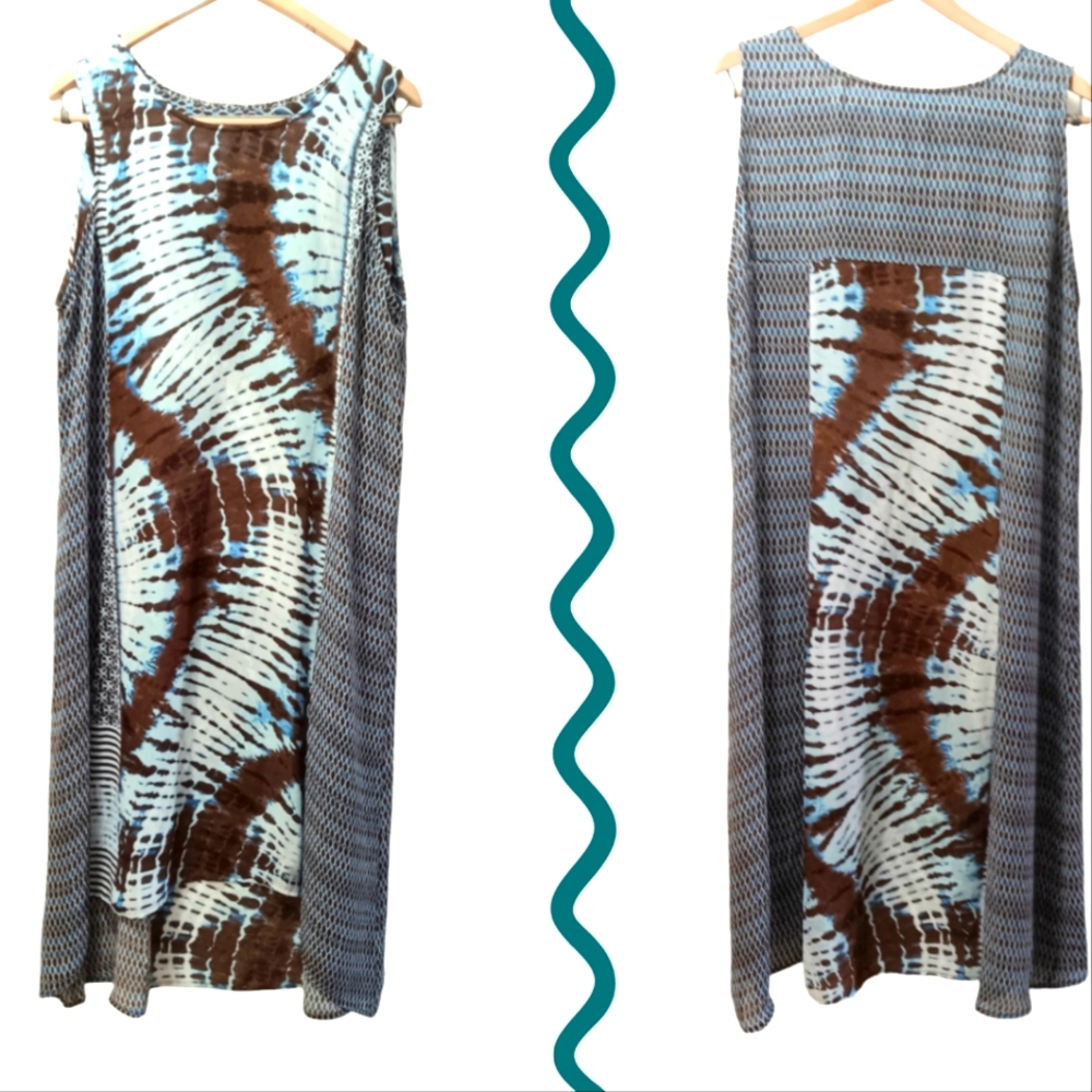 - MAXI TIE DYE PRINT SLEEVELESS DRESS